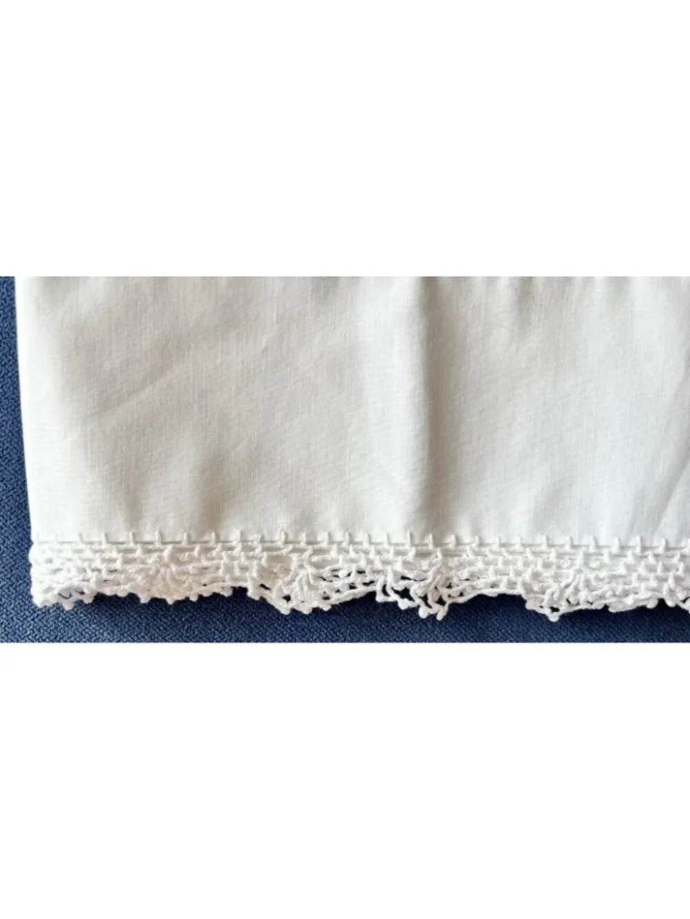 Vintage White Pillowcase PAIR Hand-Crocheted Lace Trim 30